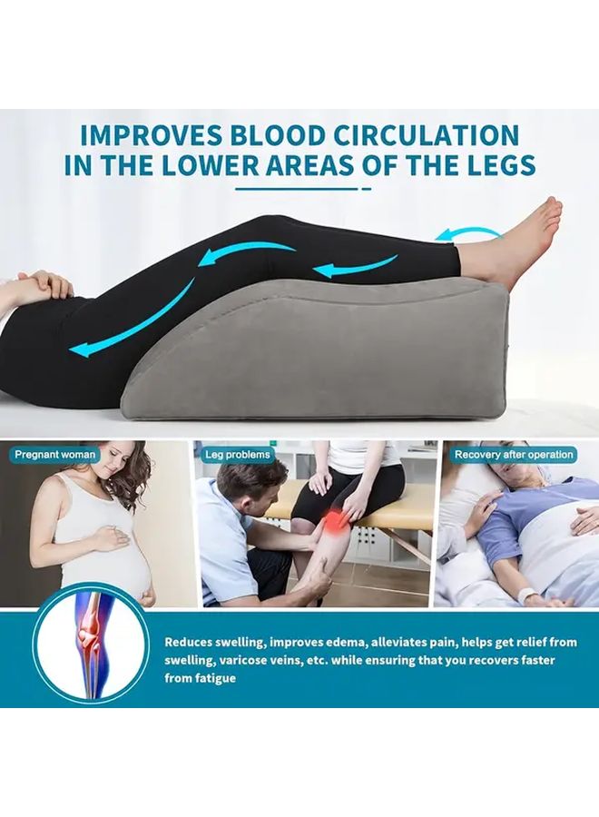 Gray Inflatable Leg Elevation Pillow Soft Wedge for Swelling Ergonomic Carry - Image 5