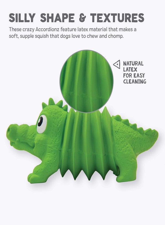Outward Hound Accordionz Latex Rubber Squeaking Toy - Squeaky and Grunting Dog Toy, Alligator - Image 2