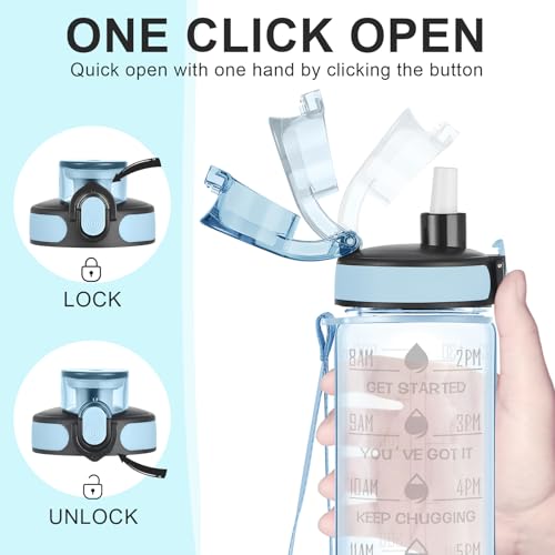 Enerbone Water Bottle, Leakproof BPA & Toxic Free, Motivational Water Bottle with Times to Drink and Straw, Fitness Sports Water Bottle with Strap for Office, Gym, Outdoor Sports - Image 4