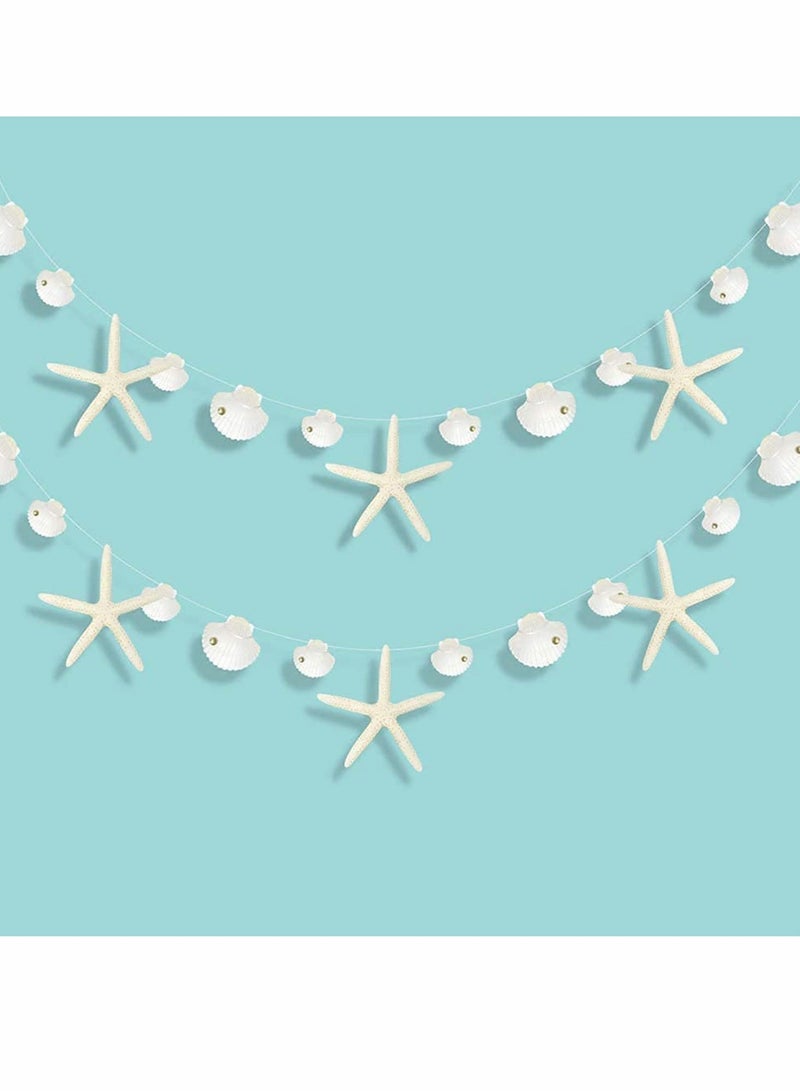 Nautical Themed Party Decor Flat Paper Starfish and Sea Shell Garland for Beach Wedding Celebrations - Image 1