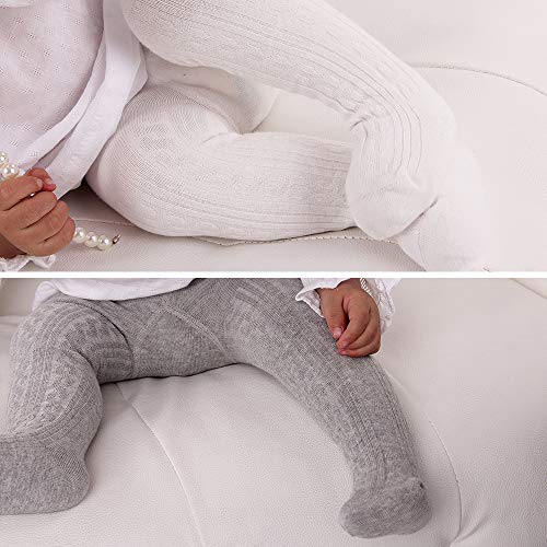 Zando Infant Soft Tights Toddler Seamless Leggings Tights for Baby Girls Winter Knit Warm Newborn Pants Stockings White, Black, Light grey Small/0-6 Month - Image 5