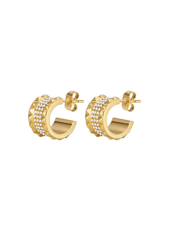 POLICE - Barrel Earring for Women Gold Plating with crystals - Image 1