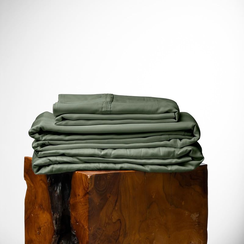 Olive + Crate Eucalyptus Cooling Pillowcase and Sheet Sets California King Size | 100% Certified Tencel Fiber | Better Than Viscose from Bamboo | Deep Pocket Bedding |Moss - Image 1