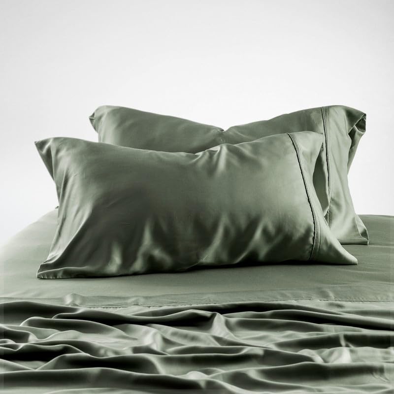 Olive + Crate Eucalyptus Cooling Pillowcase and Sheet Sets California King Size | 100% Certified Tencel Fiber | Better Than Viscose from Bamboo | Deep Pocket Bedding |Moss - Image 5