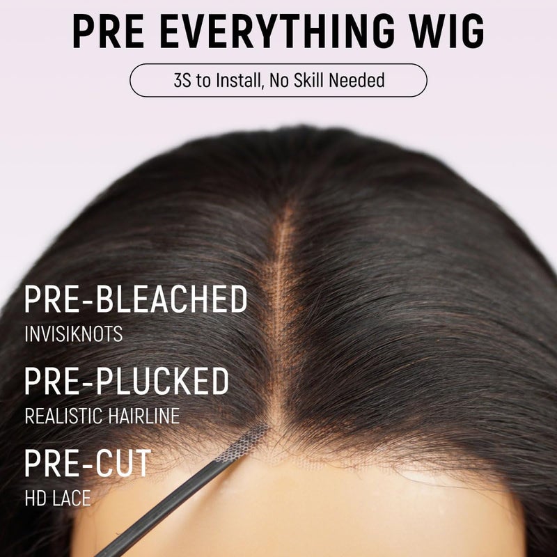 mscoco Wear and Go Glueless Wigs Human Hair Pre Plucked Pre Cut 6Ã—5 Loose Body Wave HD Lace Closure Wigs Human Hair for Black Women Pre Bleached Knots 200% Density 16inch Natural Black Wig - Image 2