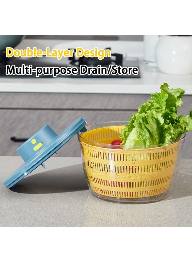 Electric Salad Spinner, Automatic Salad Rotator, Rechargeable Lettuce Spinner, Quick Drying Vegetable Fruit Lettuce Dryer Spinner, 4L, With Bpa Free Bowl (Blue)  - Image 5