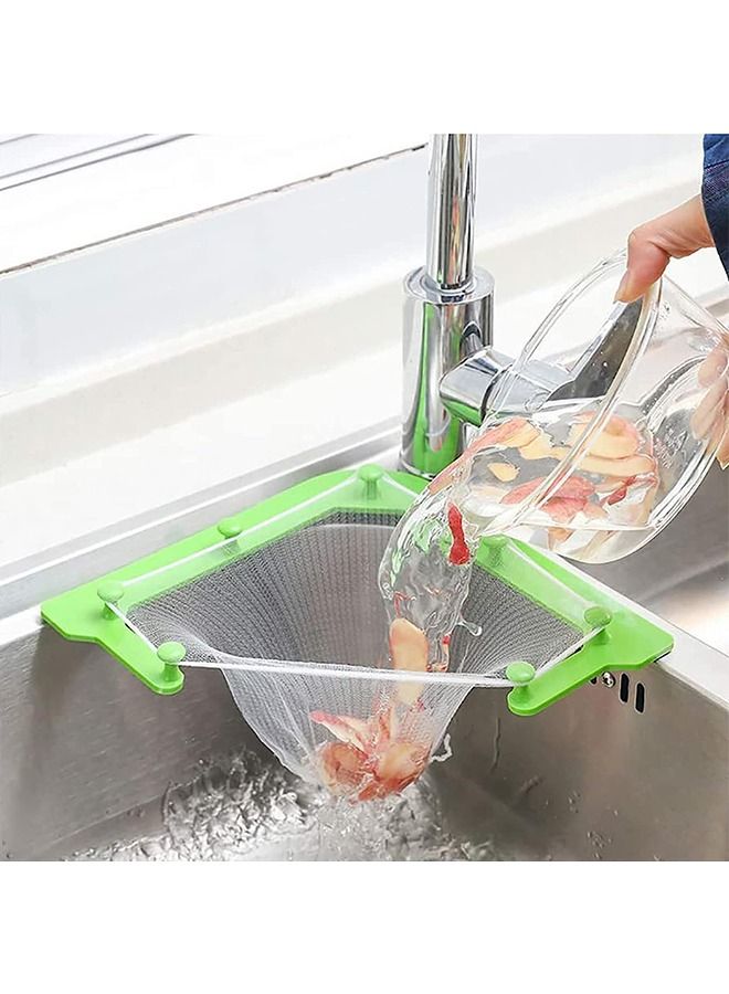 Kitchen Sink Strainer Sink Food Catcher Corner Sink Strainer Basket With 100 Net Bags And Double-Sided Tape For Kitchen Food Waste Leftover - Image 1