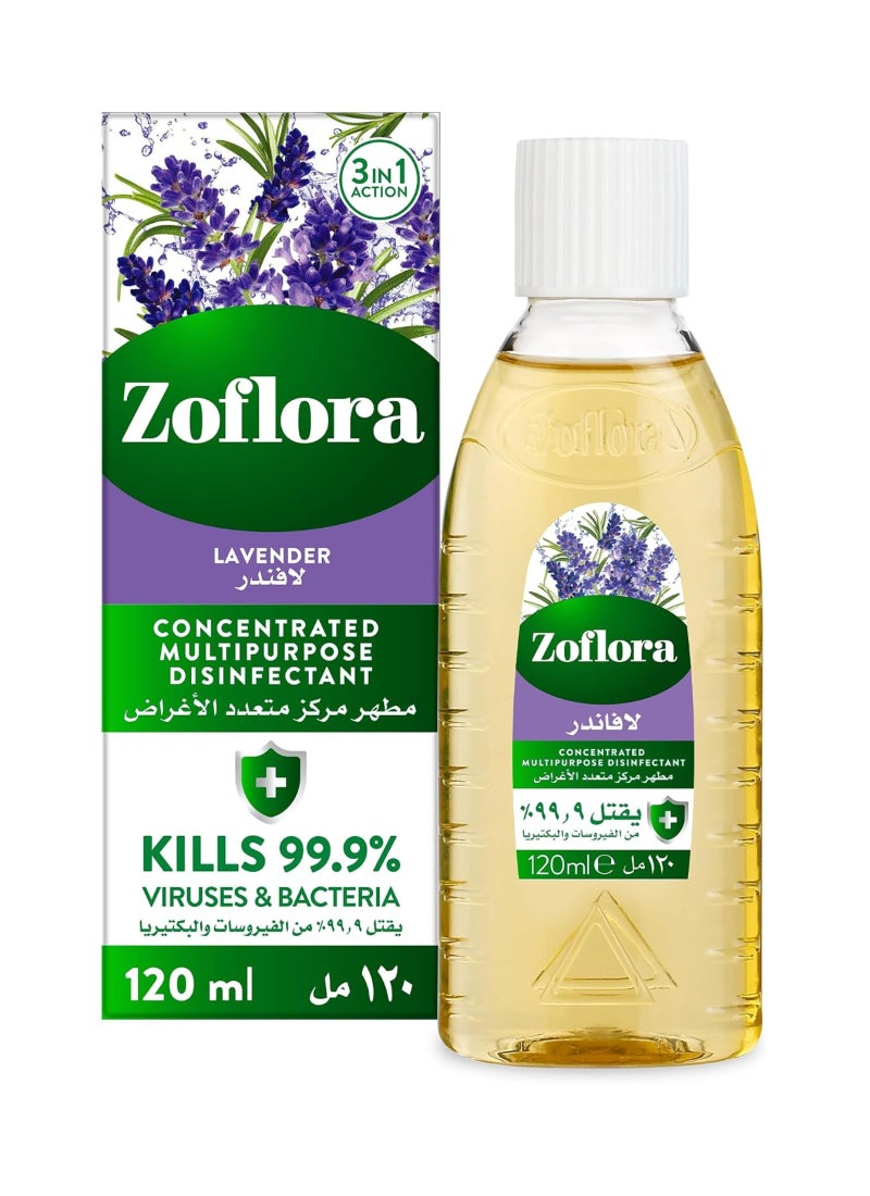 Zoflora Concentrated Disinfectant, Lavender 120ml - Multi-Purpose Cleaner for Floors, Kitchens, and Bathrooms - Image 1