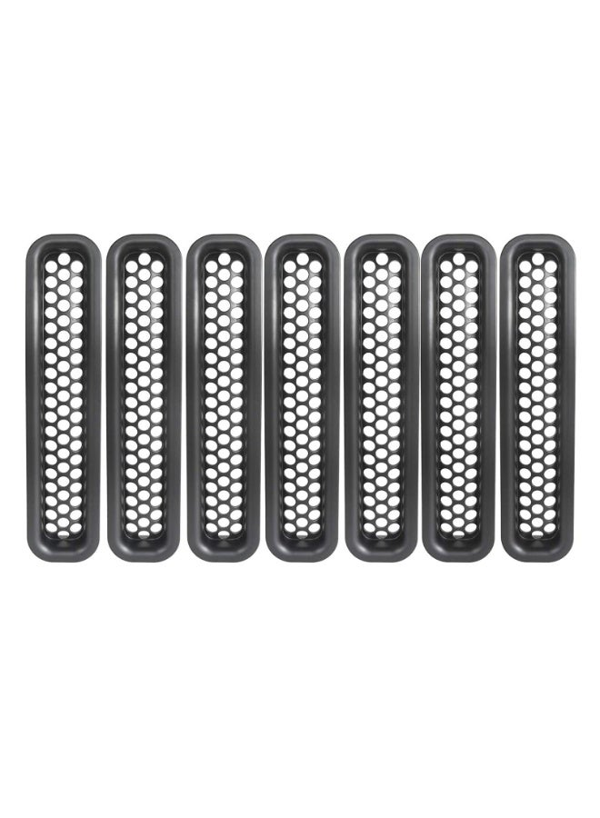 Generic Grill Mesh Inserts Front Grille Guard Cover Clip-in Matte Black for 07-17Jeep Wrangler TJ & Unlimited/Black/7pcs - Image 2