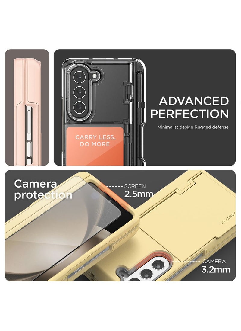 VRS Design - Terra Guard Modern GO Pen Edition Samsung Galaxy Z Fold 5 Case Cover with [S-Pen Compartment in Hinge Protection] & [2 Card Holder] & Front Screen Protector - Clear (S-Pen NOT Included) - Image 1