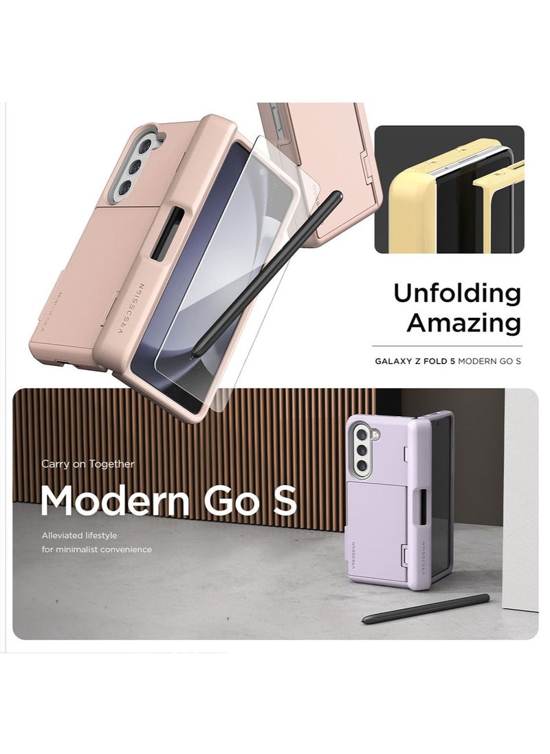 VRS Design - Terra Guard Modern GO Pen Edition Samsung Galaxy Z Fold 5 Case Cover with [S-Pen Compartment in Hinge Protection] & [2 Card Holder] & Front Screen Protector - Clear (S-Pen NOT Included) - Image 1