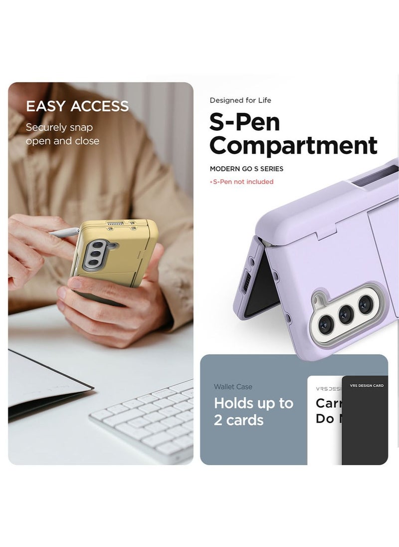 VRS Design - Terra Guard Modern GO Pen Edition Samsung Galaxy Z Fold 5 Case Cover with [S-Pen Compartment in Hinge Protection] & [2 Card Holder] & Front Screen Protector - Clear (S-Pen NOT Included) - Image 1