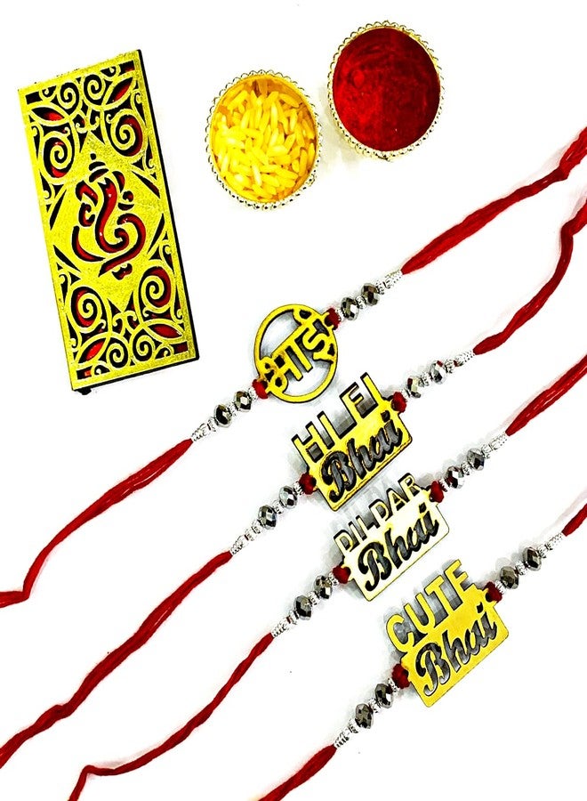 KHUSHA CREATIONS Rakhi for Brother/Wooden Designer Latest Rakhi for Rakhabandhan/Gift for Rakhi/Bro Rakhi - Image 1