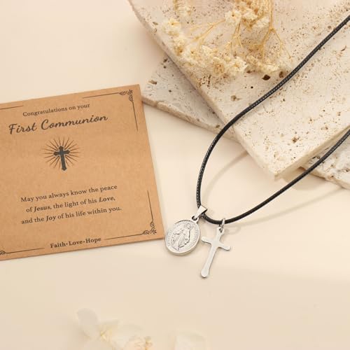 AULSIEY First Communion Gifts for Boys, 1st Communion Gifts for Son Grandson,First Communion Necklaces for Christian Catholic 1st First Communion Favors -Communion - Image 3