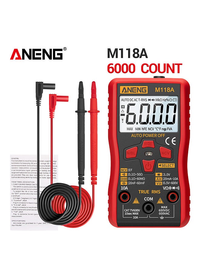 ANENG M118A Auto Ranging Digital Multimeter High-Accuracy TRMS 6000 Counts Voltage Current Ohm Capacitance Diode Multi Tester  - Image 4