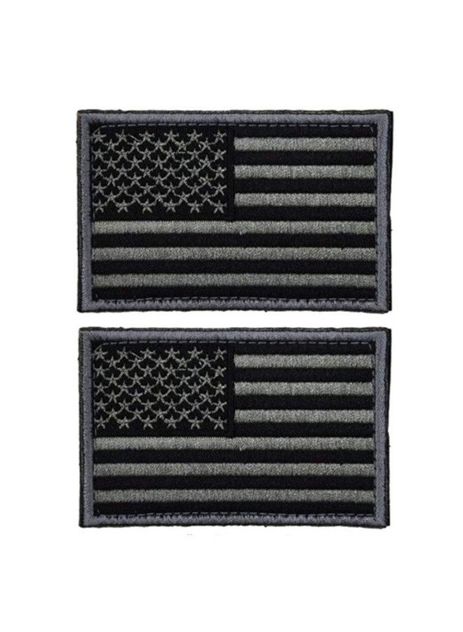 Prohouse 2 Pieces Tactical Usa Flag Patch -Black & Gray- American Flag Us United States Of America Military Uniform Emblem Patches (2 Packs) - Image 1