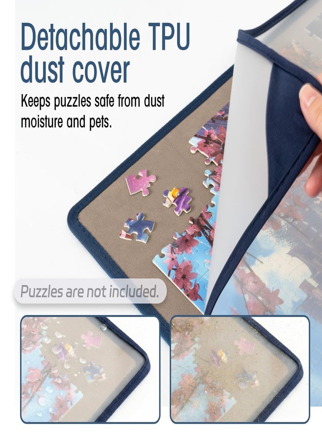 Tektalk Foldable Jigsaw Puzzle Board with 6 Color Sorting Trays Portable Puzzle Mat with Dustproof Cover for Puzzle Storage Saver, Non-Slip Surface, Up to 2000 Pieces - Gray - Image 4