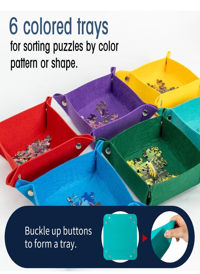 Tektalk Foldable Jigsaw Puzzle Board with 6 Color Sorting Trays Portable Puzzle Mat with Dustproof Cover for Puzzle Storage Saver, Non-Slip Surface, Up to 2000 Pieces - Gray - Image 3