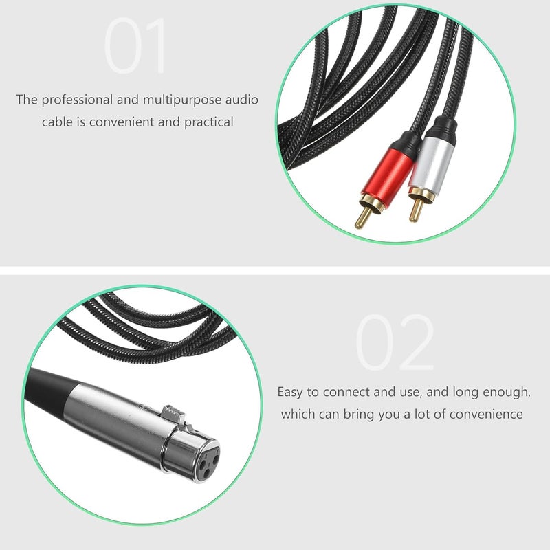 كابل تقسيم صوتي من XLR أنثى ثلاثي الأطراف إلى RCA مزدوج بطول 3 أمتار، سلك ميكروفون احترافي لتحويل الاستريو لخلاط الصوت ومعدات الصوت - Image 5