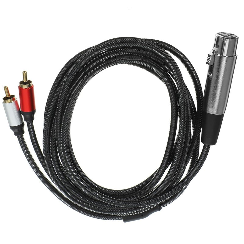 كابل تقسيم صوتي من XLR أنثى ثلاثي الأطراف إلى RCA مزدوج بطول 3 أمتار، سلك ميكروفون احترافي لتحويل الاستريو لخلاط الصوت ومعدات الصوت - Image 1