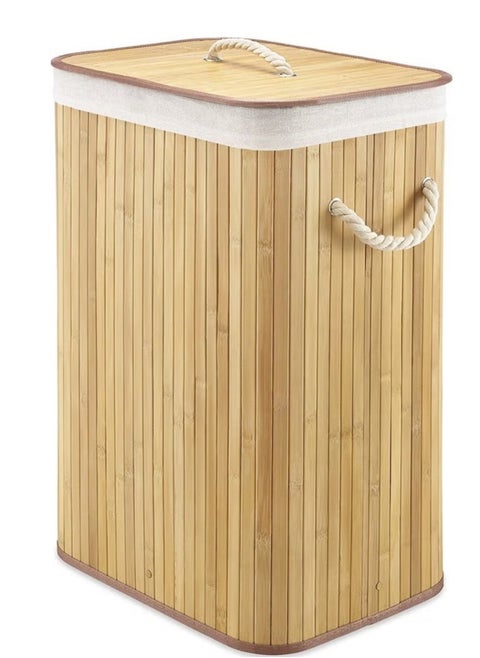 Laundry Basket, Bamboo Laundry Hamper with Lid And Removable Liner, Laundry Bag for Bathroom Bedroom Laundry Room Dorm, 30x40x60cm