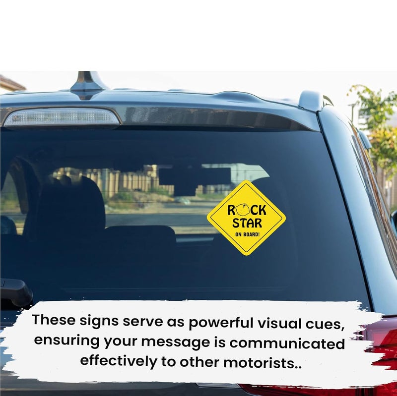 Stickloop Bump On Board and Baby On Board Car Sticker | Pregnant Women and Kids Safety Sign Window Sticker for Vehicle Glass (Mama & Rock Star Baby On Board) - Image 3