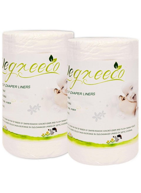 wegreeco Unscented Diaper Liners - Fragance Free and Chlorine Free Cloth Diaper Liners - 100 Sheets Per Roll (2 Roll)