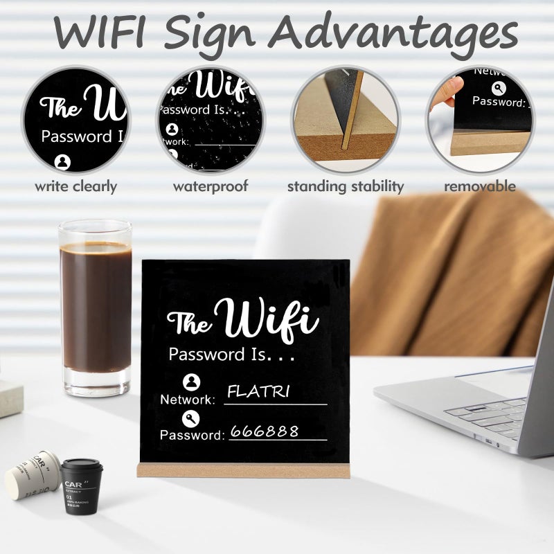 FLATRI Wifi Sign, Wooden Wifi Sign for Guests for Restaurant Supermarket Office Home Bar Coffee, 8.46 * 8.46 Inch Wifi Password Signs for Home Essentials - Image 5