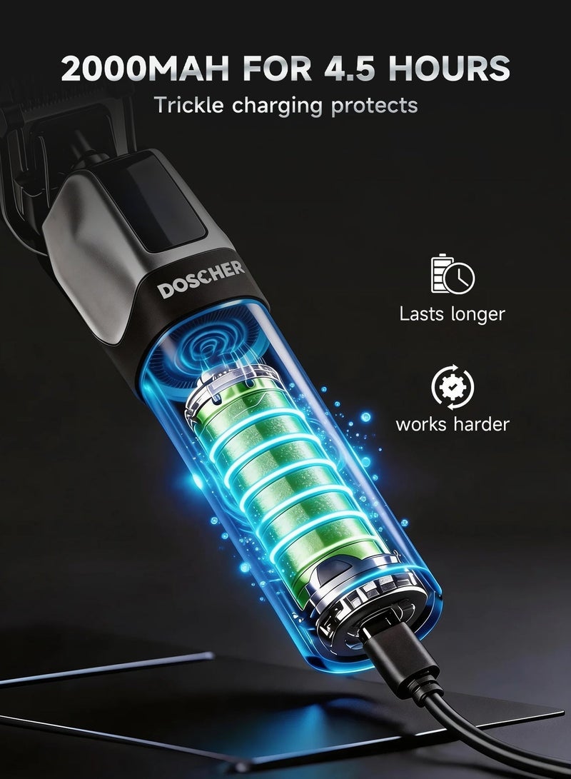 DOSCHER 16-in-1  Electric Beard Trimmer for Men, Hair Clipper & Shaving Machine for Face, Head, Nose, Ear , Mens Grooming Kit ,2000mAh Battery (4.5H Runtime), Wet/Dry with LED Display - Image 3