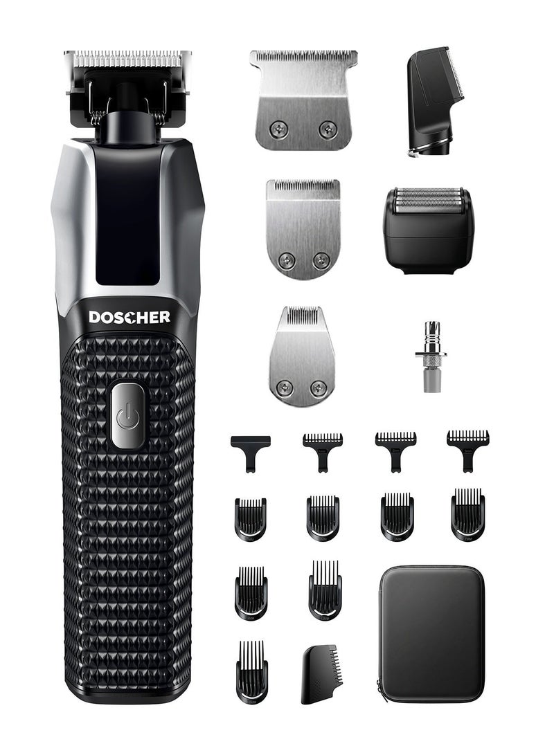 DOSCHER 16-in-1 Beard Trimmer for Men and Hair Clipper Machine, LED Display Shaving Machine for Face Body Nose with Storage Case - Image 1