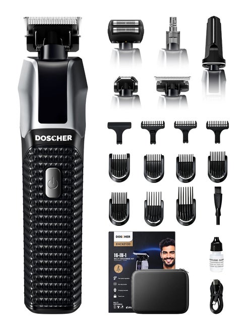 16-in-1 Beard Trimmer for Men and Hair Clipper Machine, LED Display Shaving Machine for Face Body Nose with Storage Case