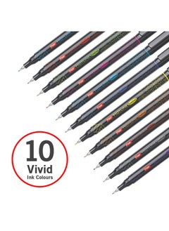 Flair FLAIR Hotline Fineliner Metal Tip Pen | Tip Size 0.7 to 1 mm | Comfortable Grip | Fineliner Pens Set For Mandala, Sketching, Doodling, Journal and Outline | 10 Shades.|Multicolor  - Image 4