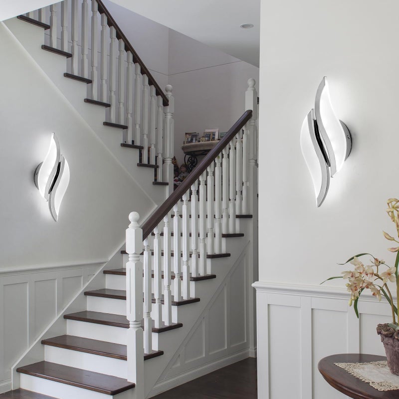CANEOE Modern LED Wall Sconce 6000K Chrome Indoor Wall Light Fixtures Acrylic Wall Sconce Lighting for Living Room Bedroom Bedside Bathroom Hallway Stairway Wall Lamp (Chrome, 1 Pack, 6000K) - Image 2