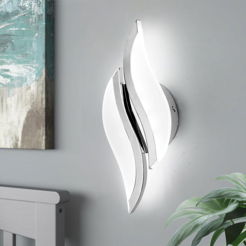 CANEOE Modern LED Wall Sconce 6000K Chrome Indoor Wall Light Fixtures Acrylic Wall Sconce Lighting for Living Room Bedroom Bedside Bathroom Hallway Stairway Wall Lamp (Chrome, 1 Pack, 6000K) - Image 1