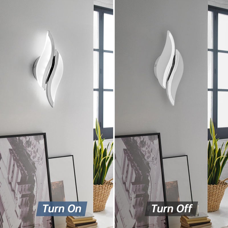 CANEOE Modern LED Wall Sconce 6000K Chrome Indoor Wall Light Fixtures Acrylic Wall Sconce Lighting for Living Room Bedroom Bedside Bathroom Hallway Stairway Wall Lamp (Chrome, 1 Pack, 6000K) - Image 5