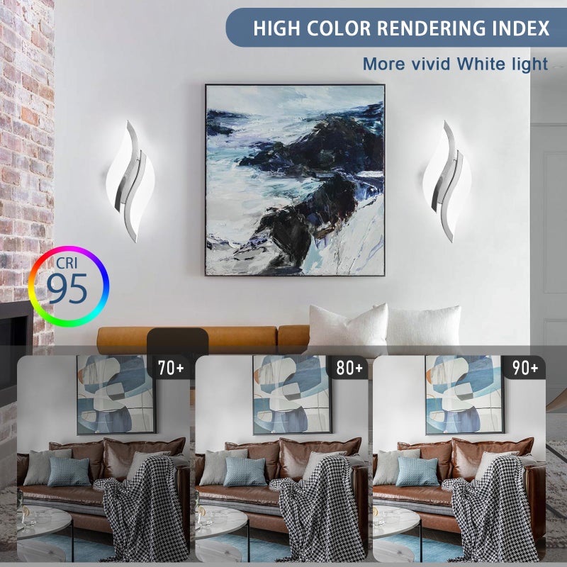 CANEOE Modern LED Wall Sconce 6000K Chrome Indoor Wall Light Fixtures Acrylic Wall Sconce Lighting for Living Room Bedroom Bedside Bathroom Hallway Stairway Wall Lamp (Chrome, 1 Pack, 6000K) - Image 3