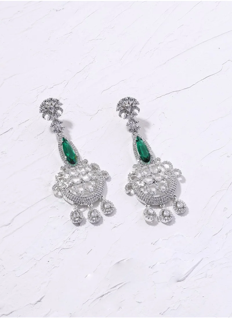برياسي American Diamond Studded Drop Earrings
