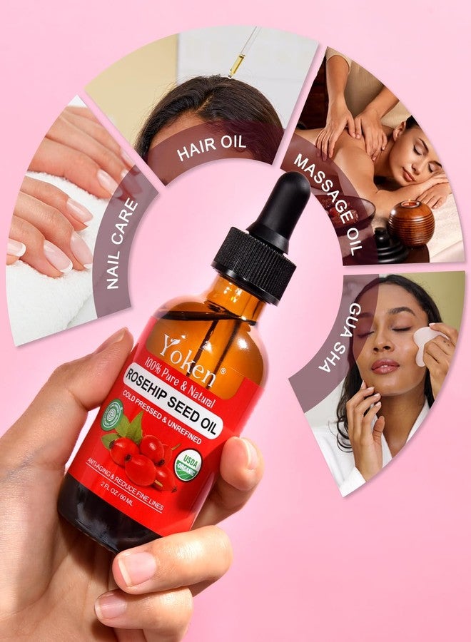 Yoken Organic Rosehip Seed Oil for Face,100% USDA Pure Rosehip Oils for Skin,Scars,Hair & Nails.2 fl Oz Cold Pressed Rose HIPS Oils for Skin Care, Anti-Aging, Scar Treatment, GUA SHA Massage Carrier Oil - Image 5
