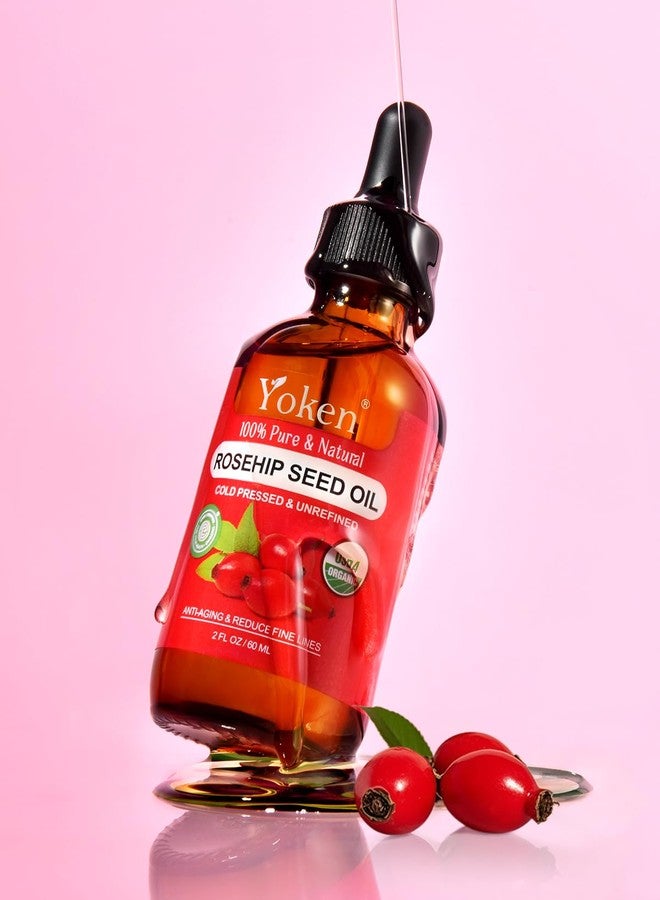 Yoken Organic Rosehip Seed Oil for Face,100% USDA Pure Rosehip Oils for Skin,Scars,Hair & Nails.2 fl Oz Cold Pressed Rose HIPS Oils for Skin Care, Anti-Aging, Scar Treatment, GUA SHA Massage Carrier Oil - Image 2