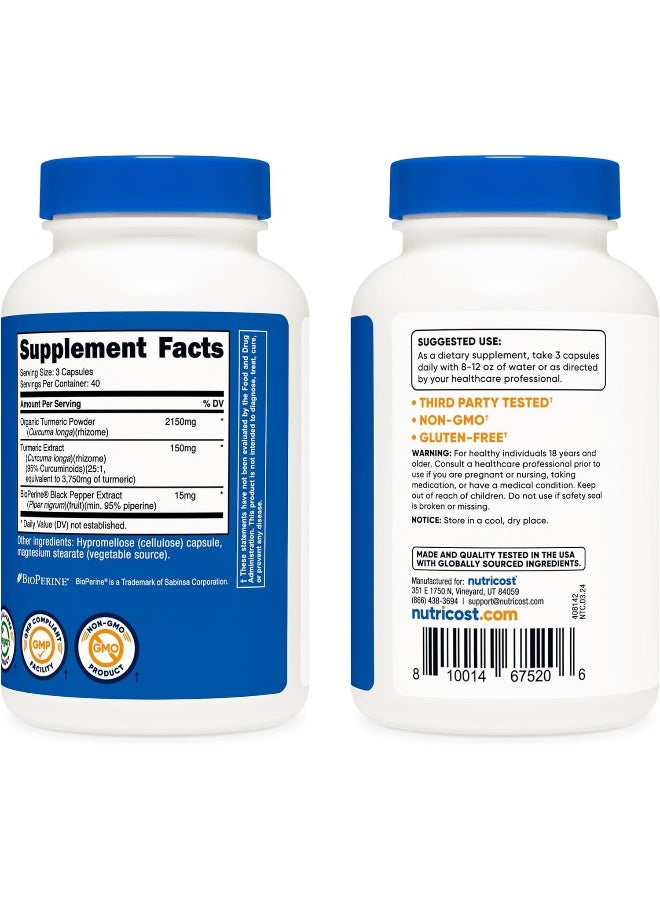 Nutricost Turmeric Curcumin Pills 1 Bottle - Image 4