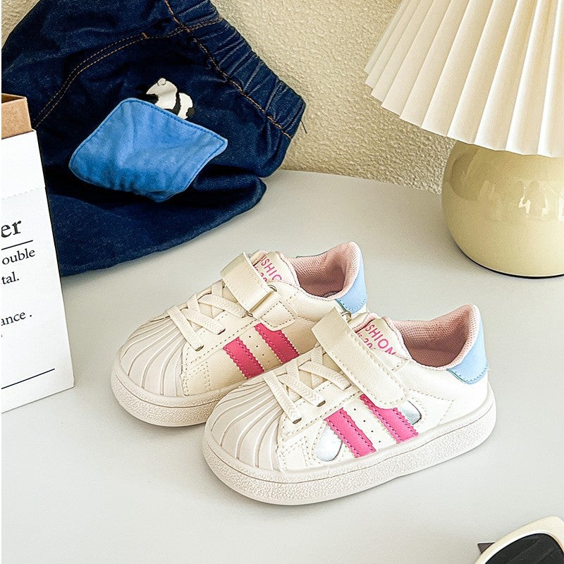 Children'S Fashion Color Matching Classic Shell Head Board Shoes 2025Chun Season New Baby Letters Soft Soles - Image 3