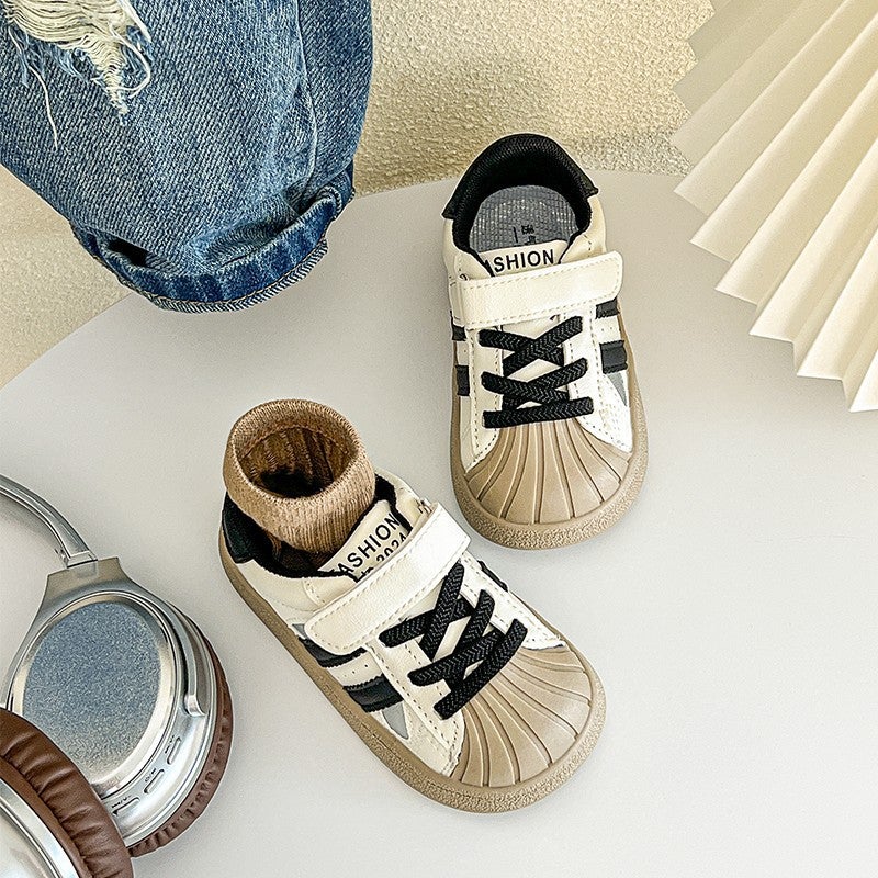 Children'S Fashion Color Matching Classic Shell Head Board Shoes 2025Chun Season New Baby Letters Soft Soles - Image 5