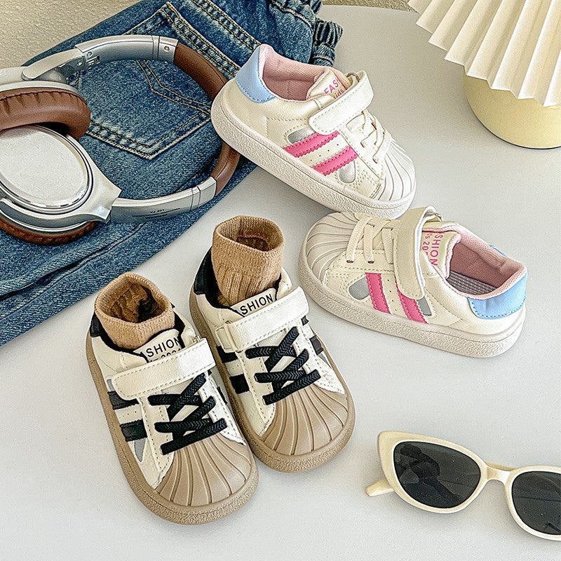 Children'S Fashion Color Matching Classic Shell Head Board Shoes 2025Chun Season New Baby Letters Soft Soles - Image 2