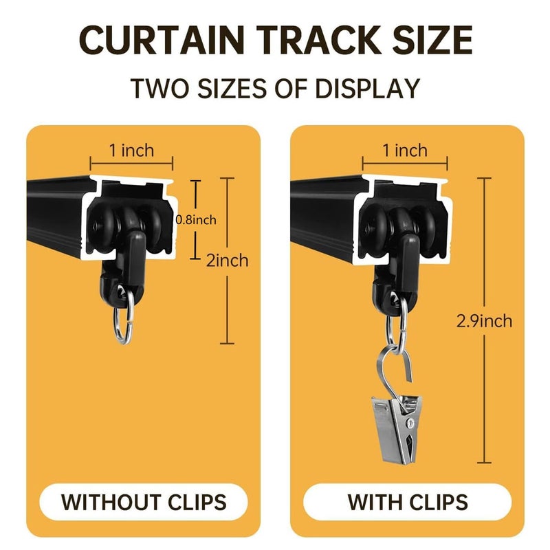MaKefeile Ceiling Curtain Track,Curtain Track Wall Mounted,Ceiling Mount Rail Room Divider Tracks Extra Long Curtains Rod for Living Room Bedroom Patio Sliding Door Curtains with Clips,Black 12ft - Image 5