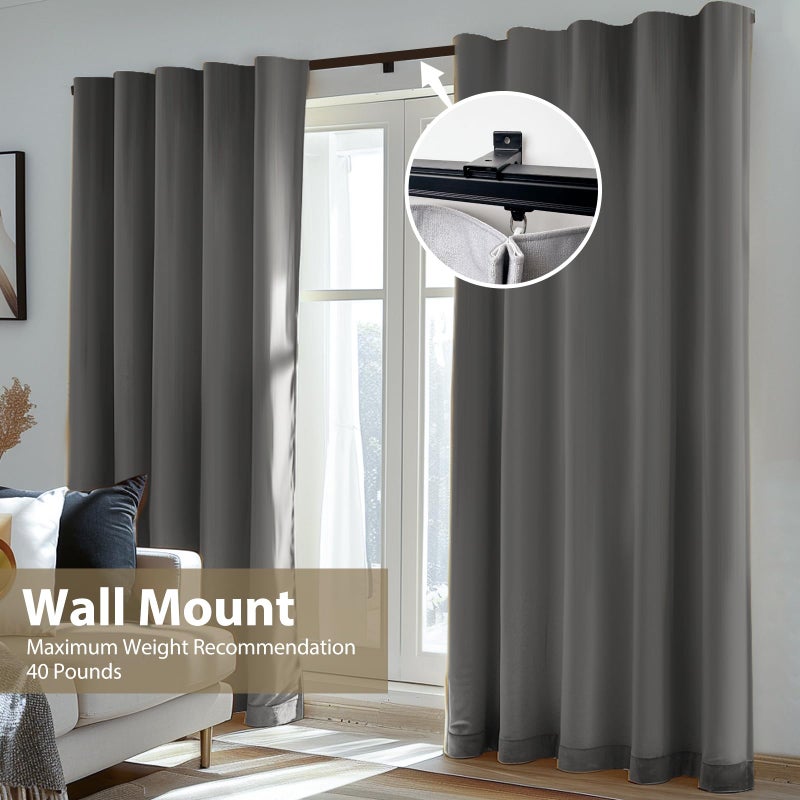 MaKefeile Ceiling Curtain Track,Curtain Track Wall Mounted,Ceiling Mount Rail Room Divider Tracks Extra Long Curtains Rod for Living Room Bedroom Patio Sliding Door Curtains with Clips,Black 12ft - Image 3