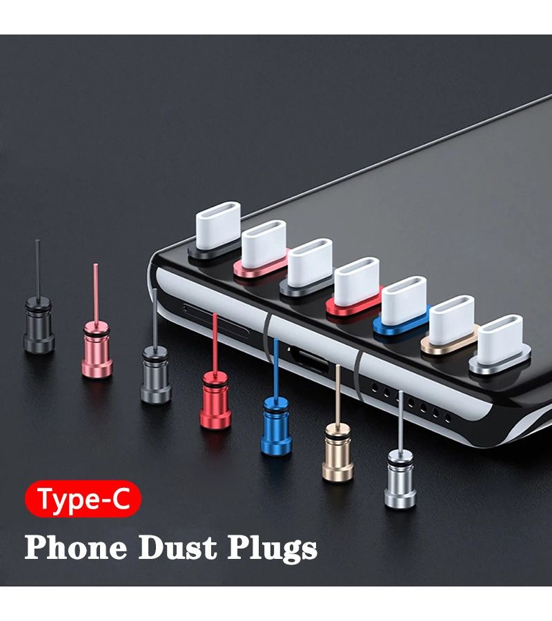 مجموعة حمراء من سدادات الغبار لهاتف من النوع C مع منفذ USB من النوع C وأغطية مقبس سماعة الرأس 3.5 مم واقيات من الغبار للتنظيف - Image 4