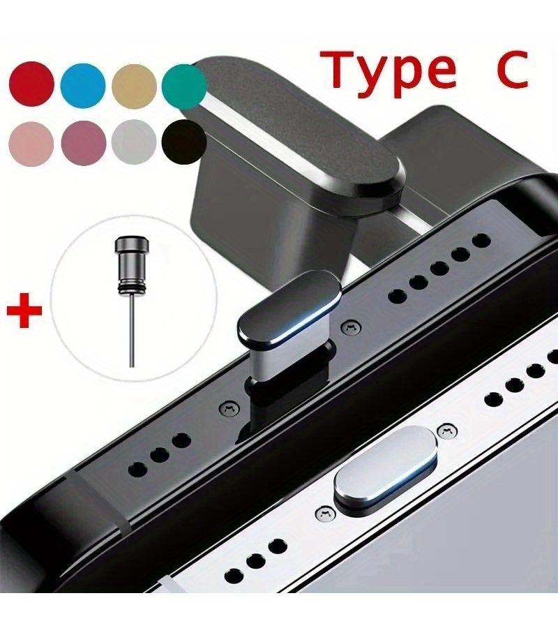 مجموعة حمراء من سدادات الغبار لهاتف من النوع C مع منفذ USB من النوع C وأغطية مقبس سماعة الرأس 3.5 مم واقيات من الغبار للتنظيف - Image 1