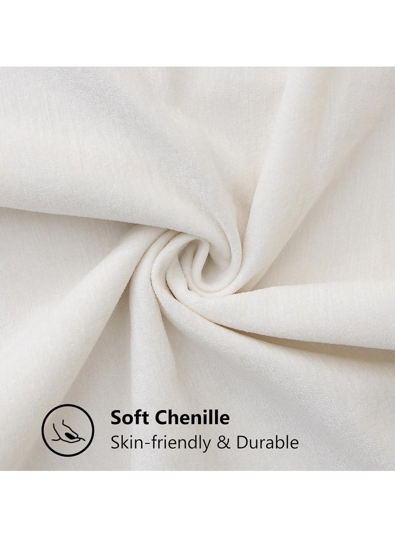 2-Pack Chenille Soft Throw Pillow Cover 45 x 45 cm Pillow Cover without Inner Core, Square Pillow Cover with Stitched Edges, Suitable for Sofa Bed (White)  - Image 4