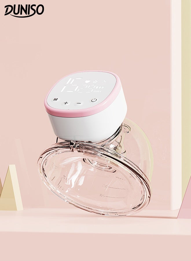 DUNISO مضخة ثدي كهربائية محمولة قابلة للارتداء بدون استخدام اليدين تصميم مريح مع تصميم مضاد للارتجاع 5 أوضاع، 75 مستوى شفط، شاشة LCD، مضخة حليب محمولة لاسلكية قابلة لإعادة الشحن هادئة - Image 1