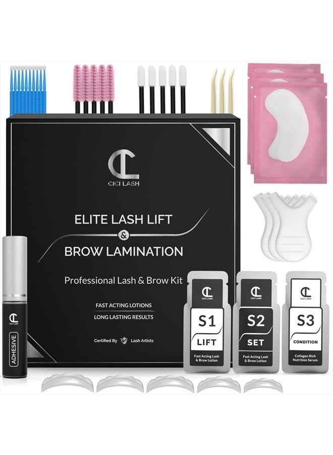 CICI Lash 2 in 1 Lash Lift Kit and Brow Lamination Kit | Instant Perming, Lifting & Curling for Eyelashes & Eyebrows | Professional Salon Results Lasting 6-8 Weeks | Includes Glue & Supplies for 5+ Treatments - Image 1